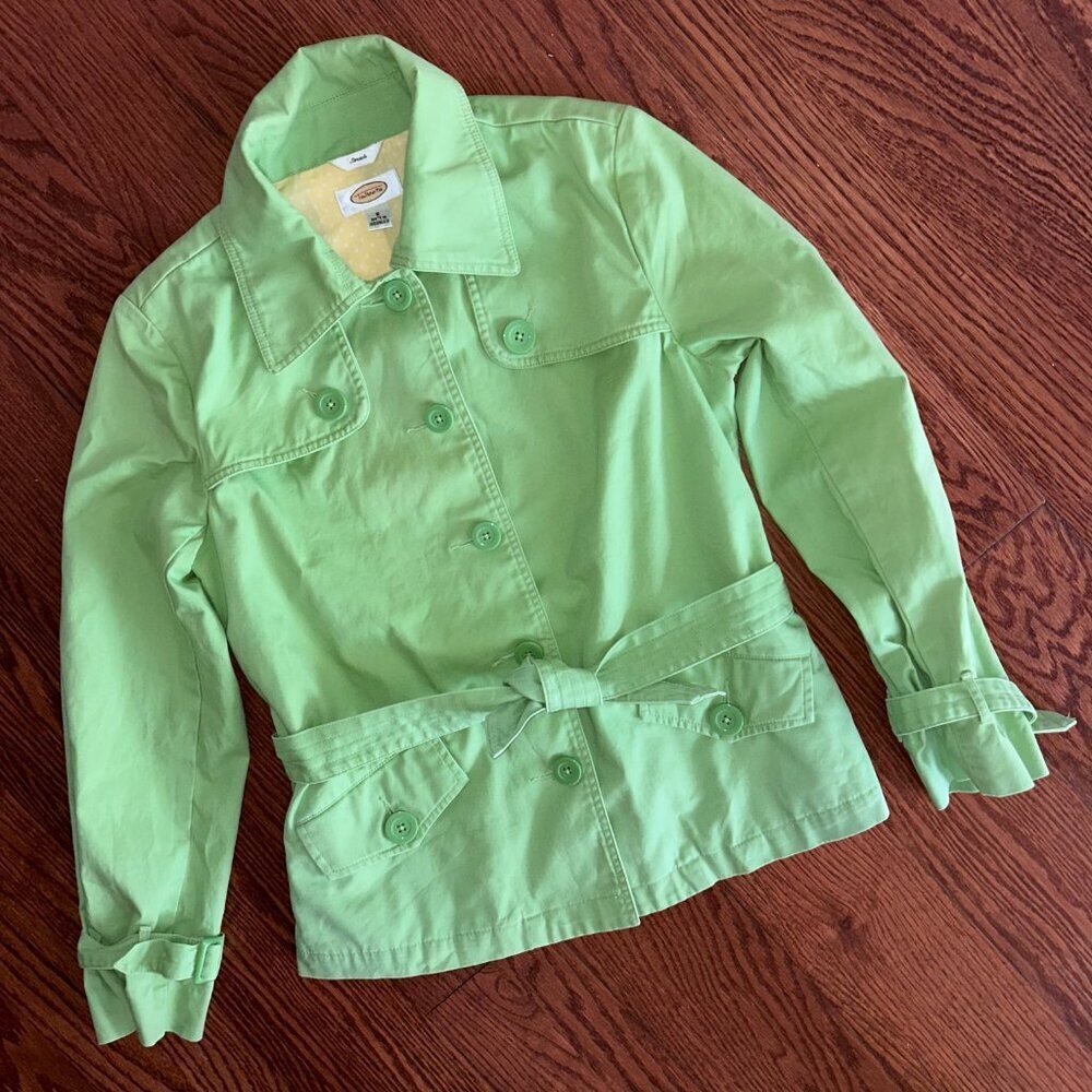 Talbots Stretch Pea Coat Jacket Size 8 Tie Waist Pistachio Size Medium - Picture 3 of 15